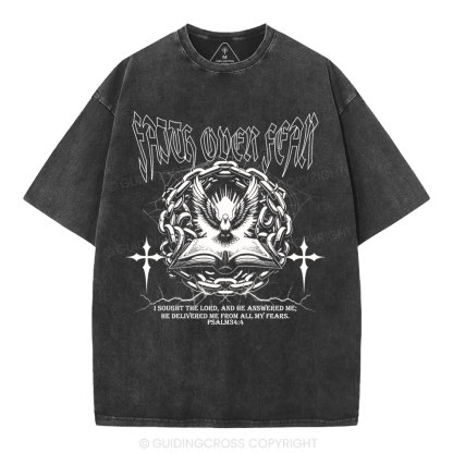 Faith Over Fear New Christian Washed T-Shirt