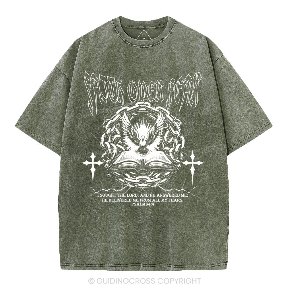 Faith Over Fear New Christian Washed T-Shirt