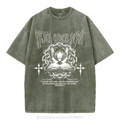 Faith Over Fear New Christian Washed T-Shirt