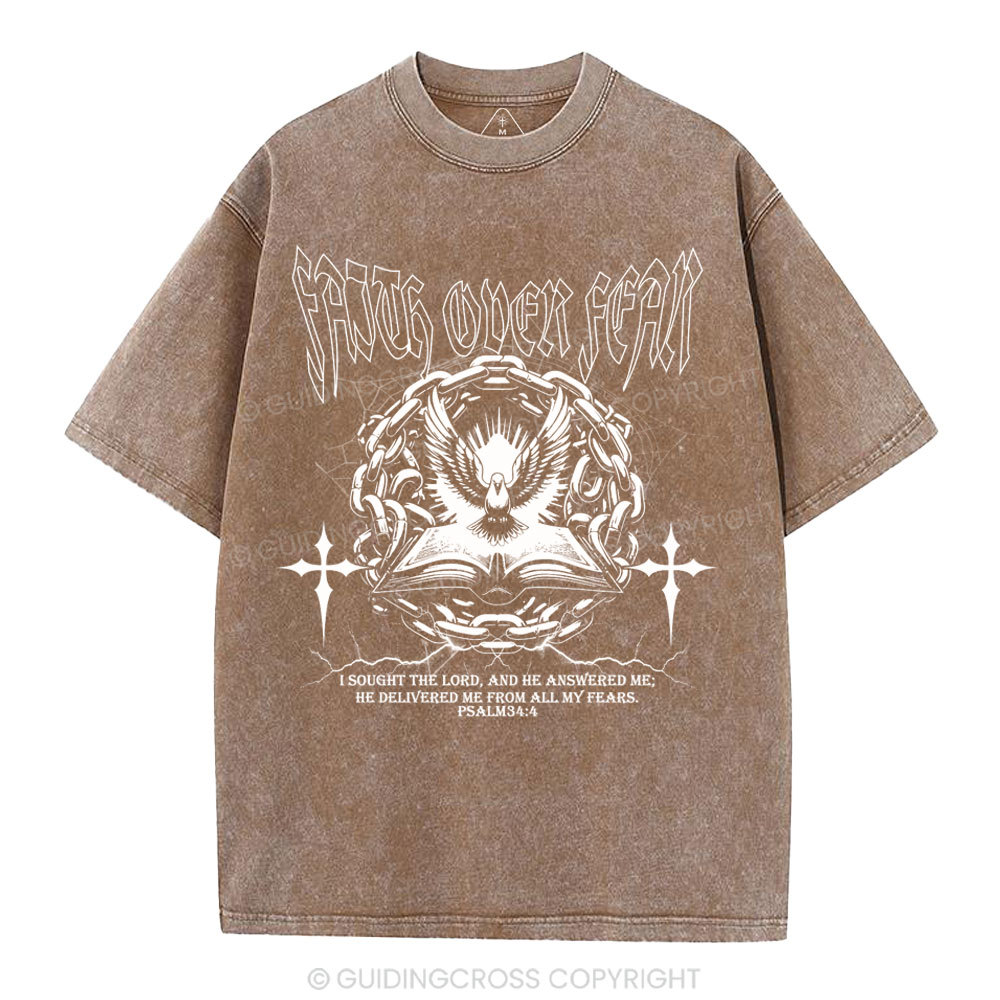 Faith Over Fear New Christian Washed T-Shirt