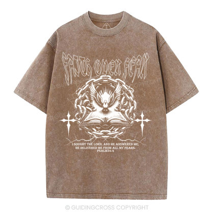 Faith Over Fear New Christian Washed T-Shirt