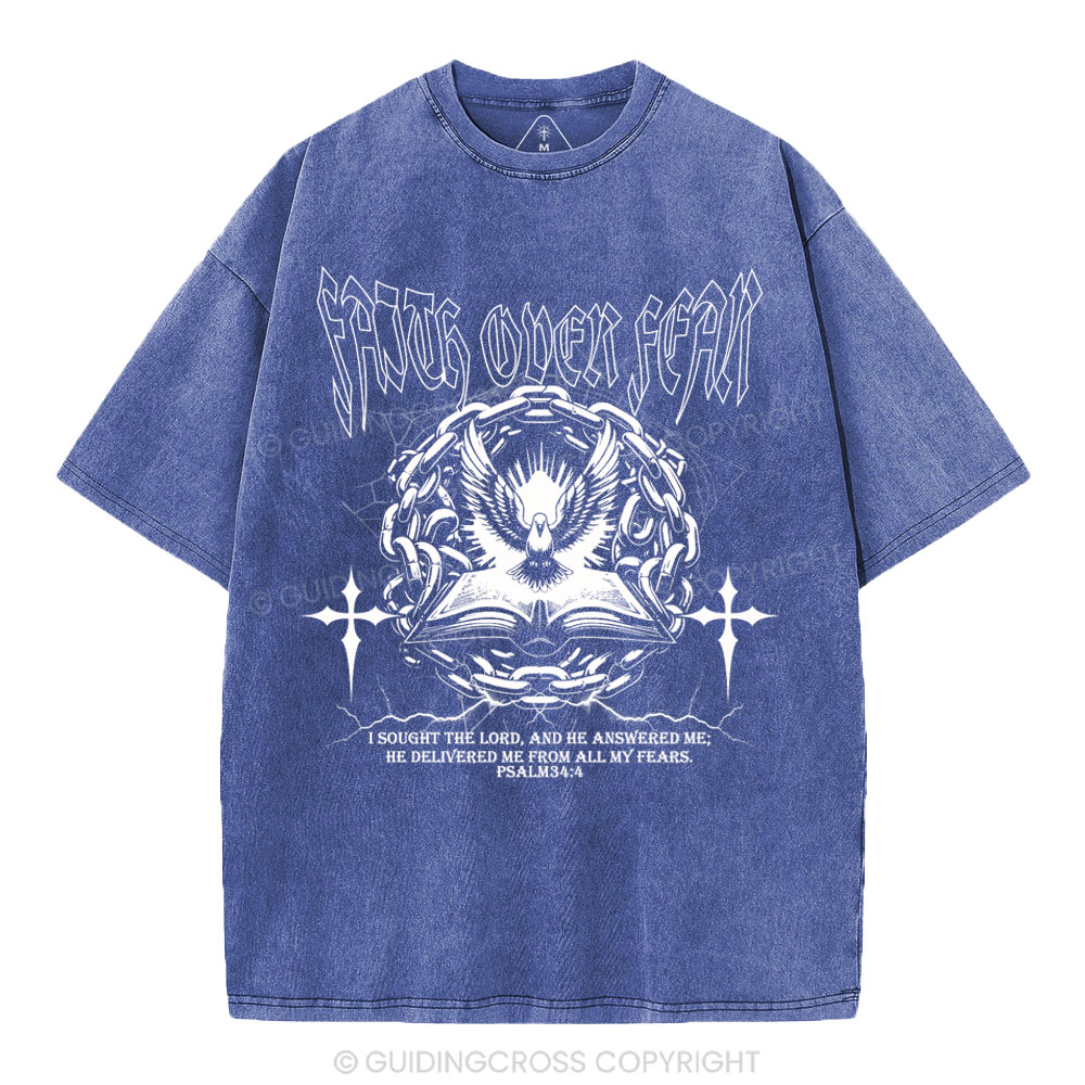 Faith Over Fear New Christian Washed T-Shirt