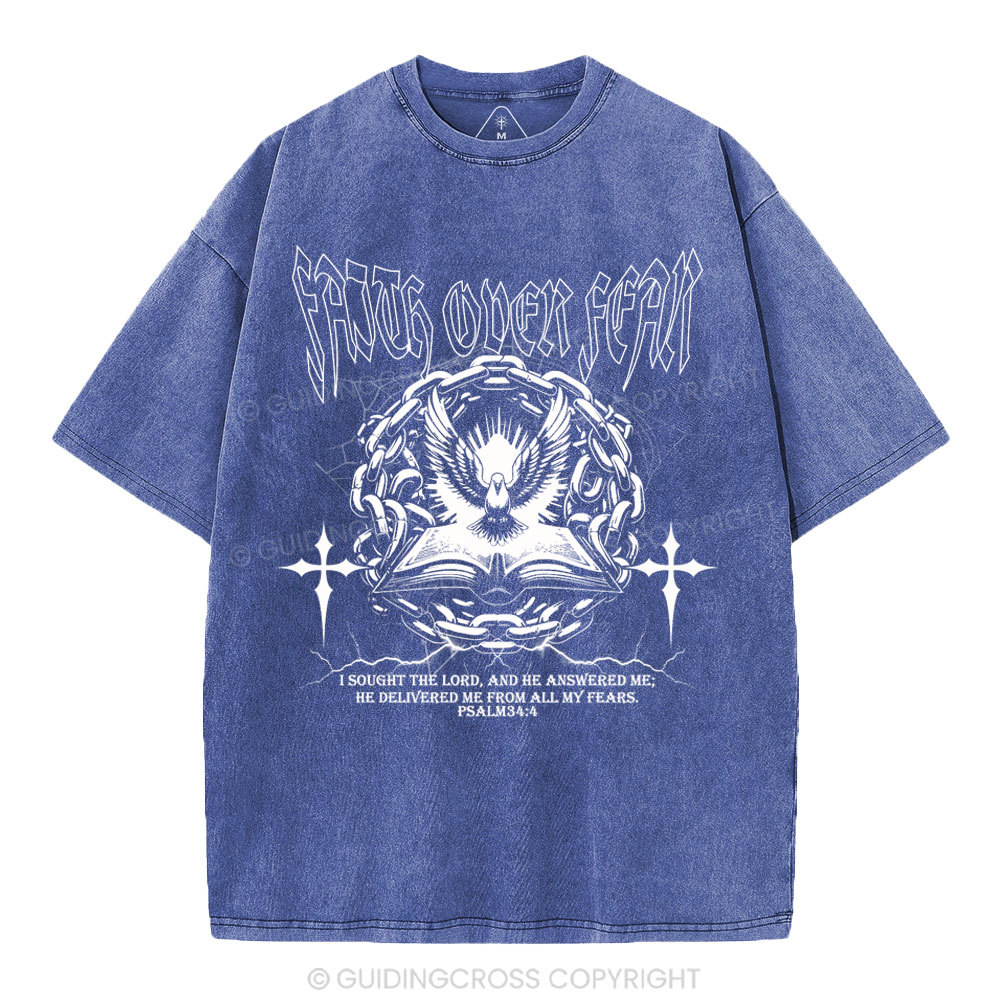 Faith Over Fear New Christian Washed T-Shirt