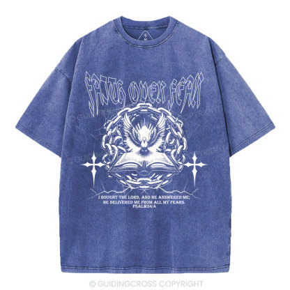 Faith Over Fear New Christian Washed T-Shirt