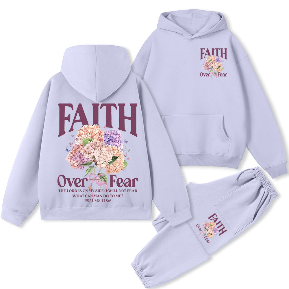 Faith Over Fear Premium Christian Fleece Hoodie Set