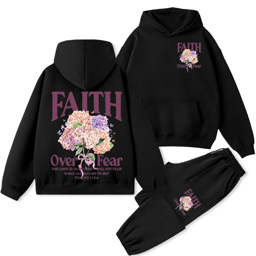 Faith Over Fear Premium Christian Fleece Hoodie Set