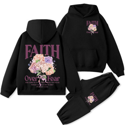 Faith Over Fear Premium Christian Fleece Hoodie Set