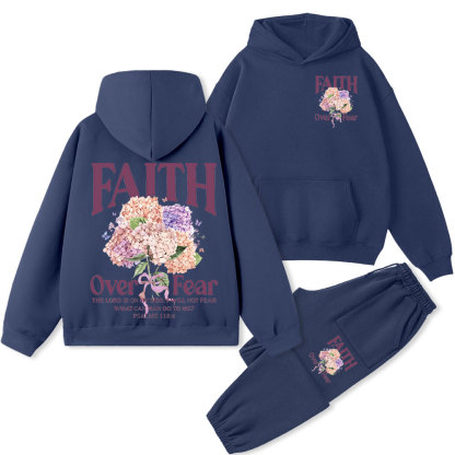 Faith Over Fear Premium Christian Fleece Hoodie Set