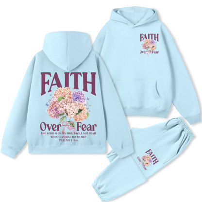 Faith Over Fear Premium Christian Fleece Hoodie Set