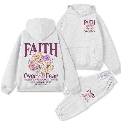 Faith Over Fear Premium Christian Fleece Hoodie Set