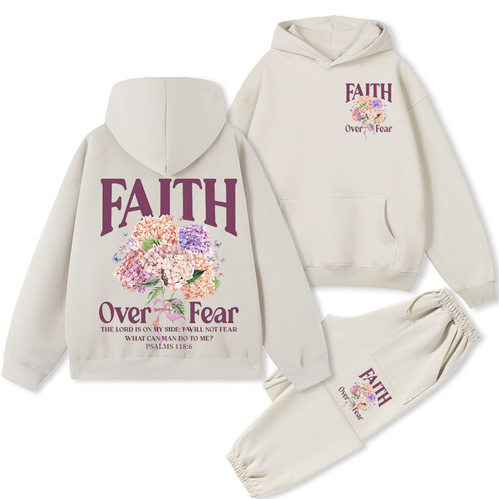 Faith Over Fear Premium Christian Fleece Hoodie Set