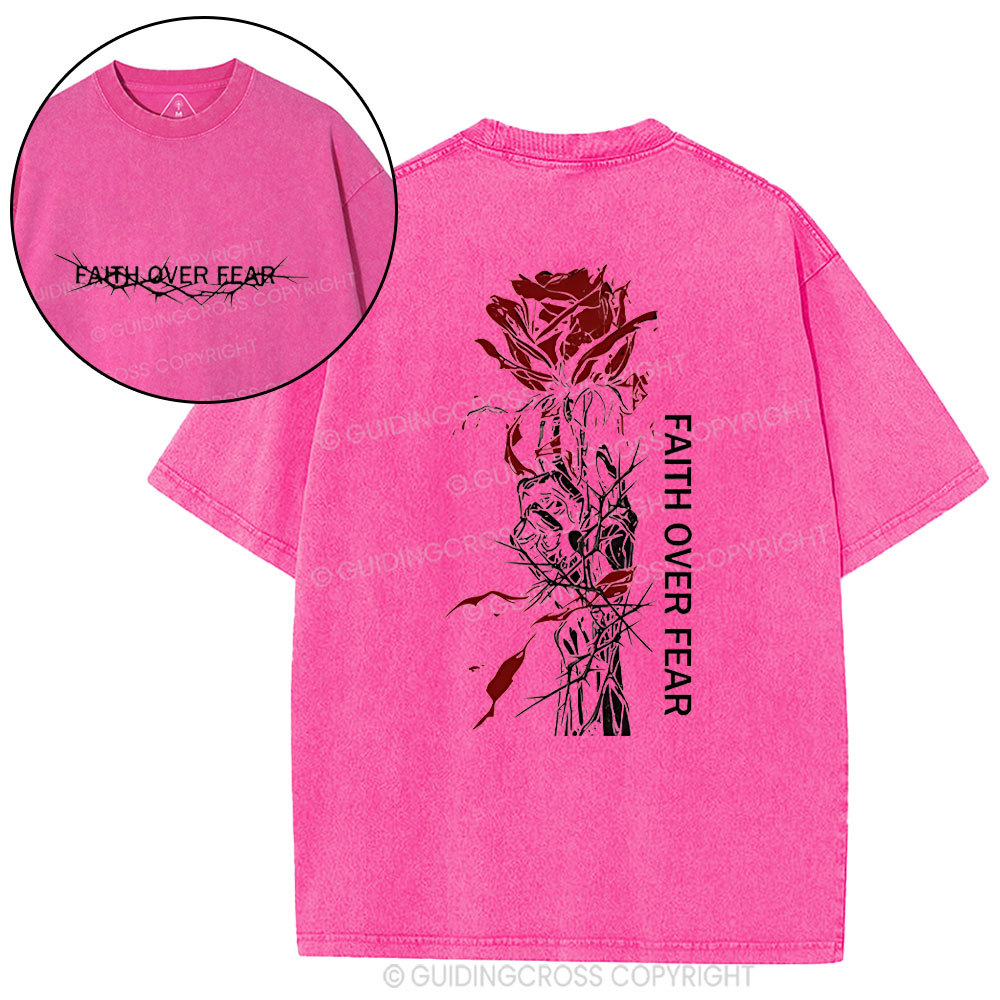 Faith Over Fear Christian Washed T-Shirt