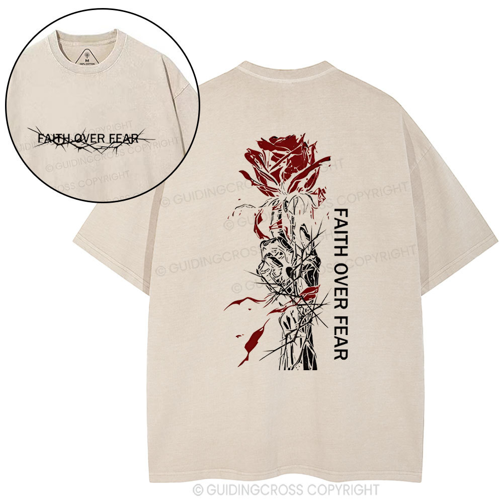 Faith Over Fear Christian Washed T-Shirt
