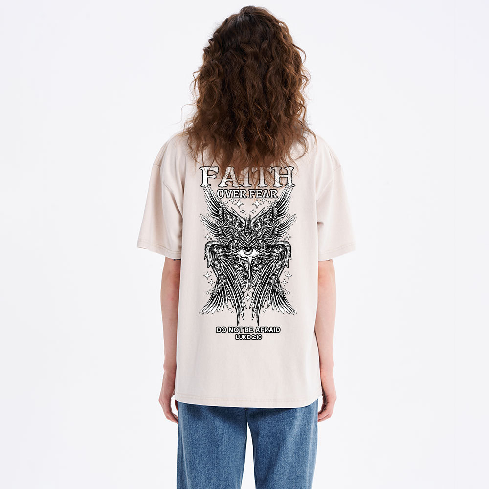 Faith Over Fear Seraphim Angel Christian Washed T-Shirt