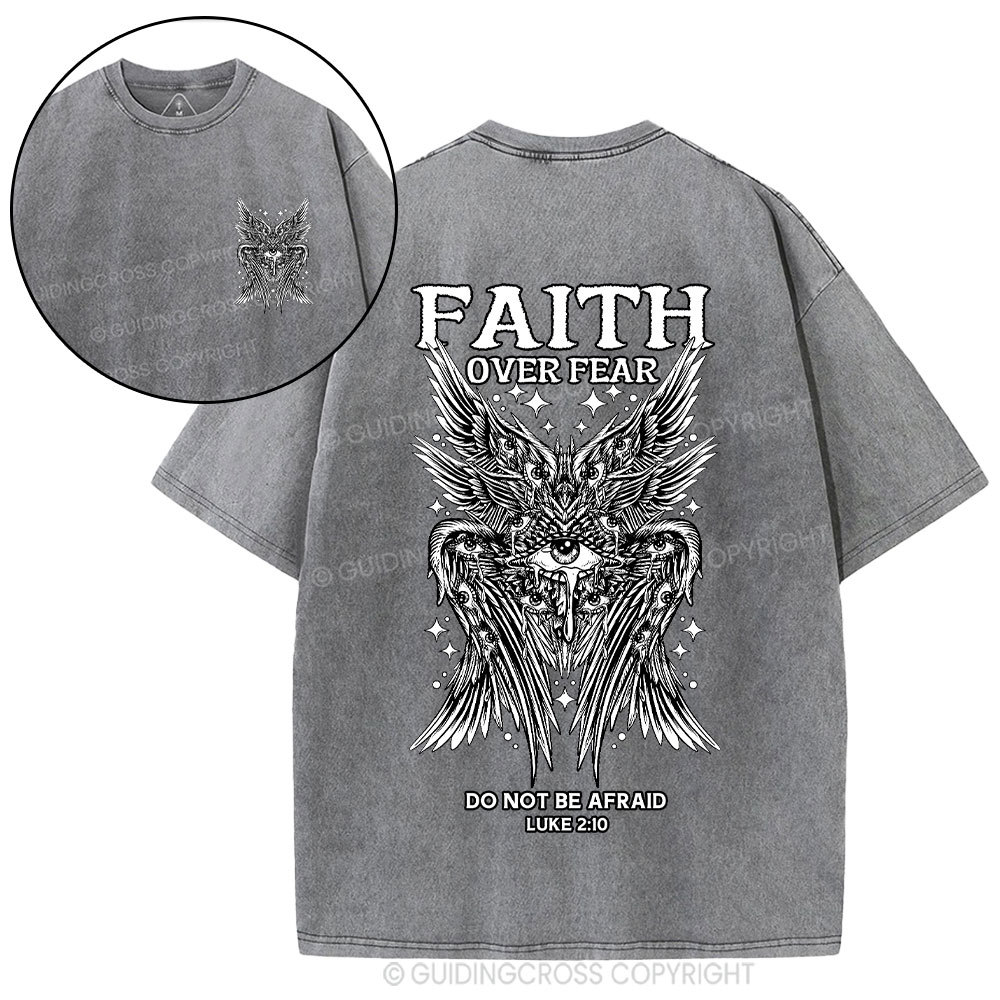 Faith Over Fear Seraphim Angel Christian Washed T-Shirt