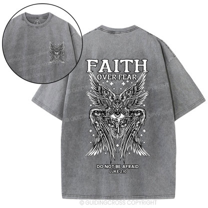 Faith Over Fear Seraphim Angel Christian Washed T-Shirt