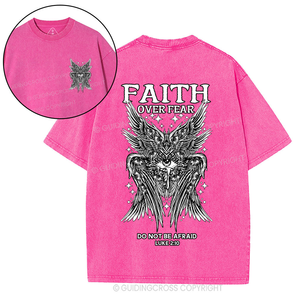 Faith Over Fear Seraphim Angel Christian Washed T-Shirt