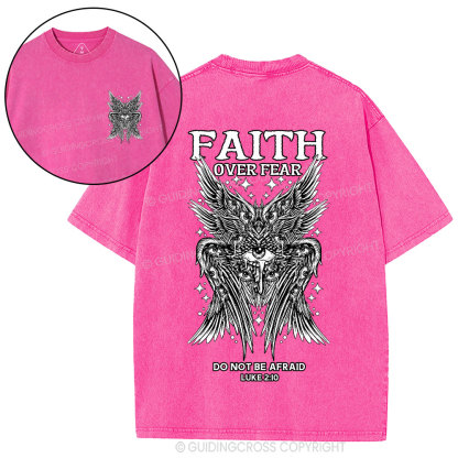 Faith Over Fear Seraphim Angel Christian Washed T-Shirt