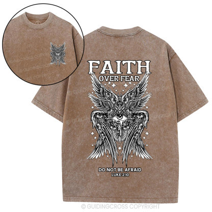 Faith Over Fear Seraphim Angel Christian Washed T-Shirt