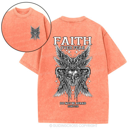 Faith Over Fear Seraphim Angel Christian Washed T-Shirt