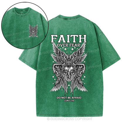 Faith Over Fear Seraphim Angel Christian Washed T-Shirt