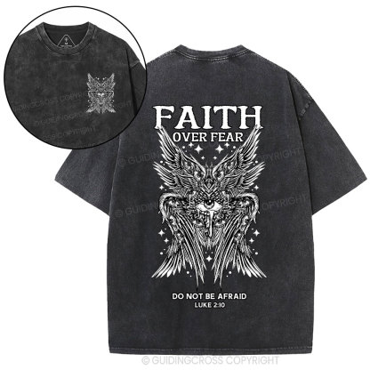 Faith Over Fear Seraphim Angel Christian Washed T-Shirt