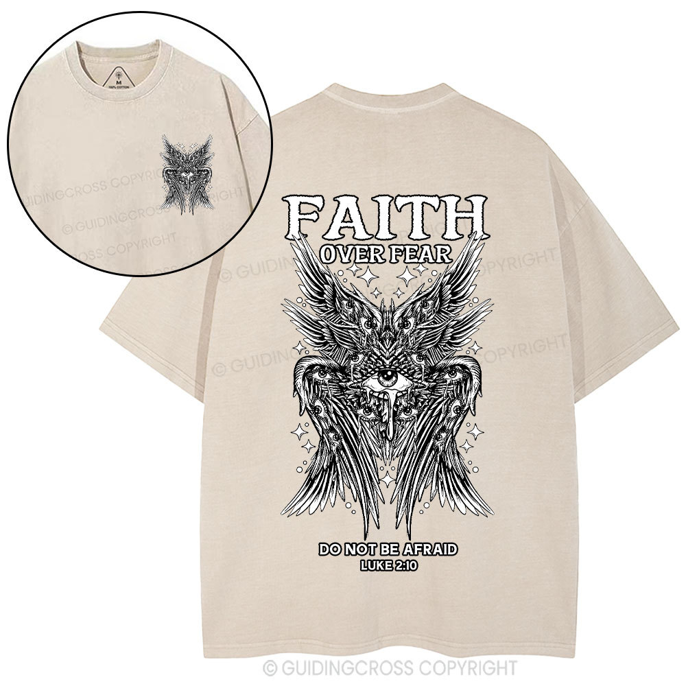 Faith Over Fear Seraphim Angel Christian Washed T-Shirt