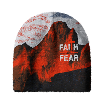 Faith Over Fear Short Plush Christian Beanie