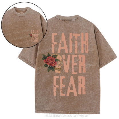 Faith Over Fear Skeleton Christian Washed T-Shirt