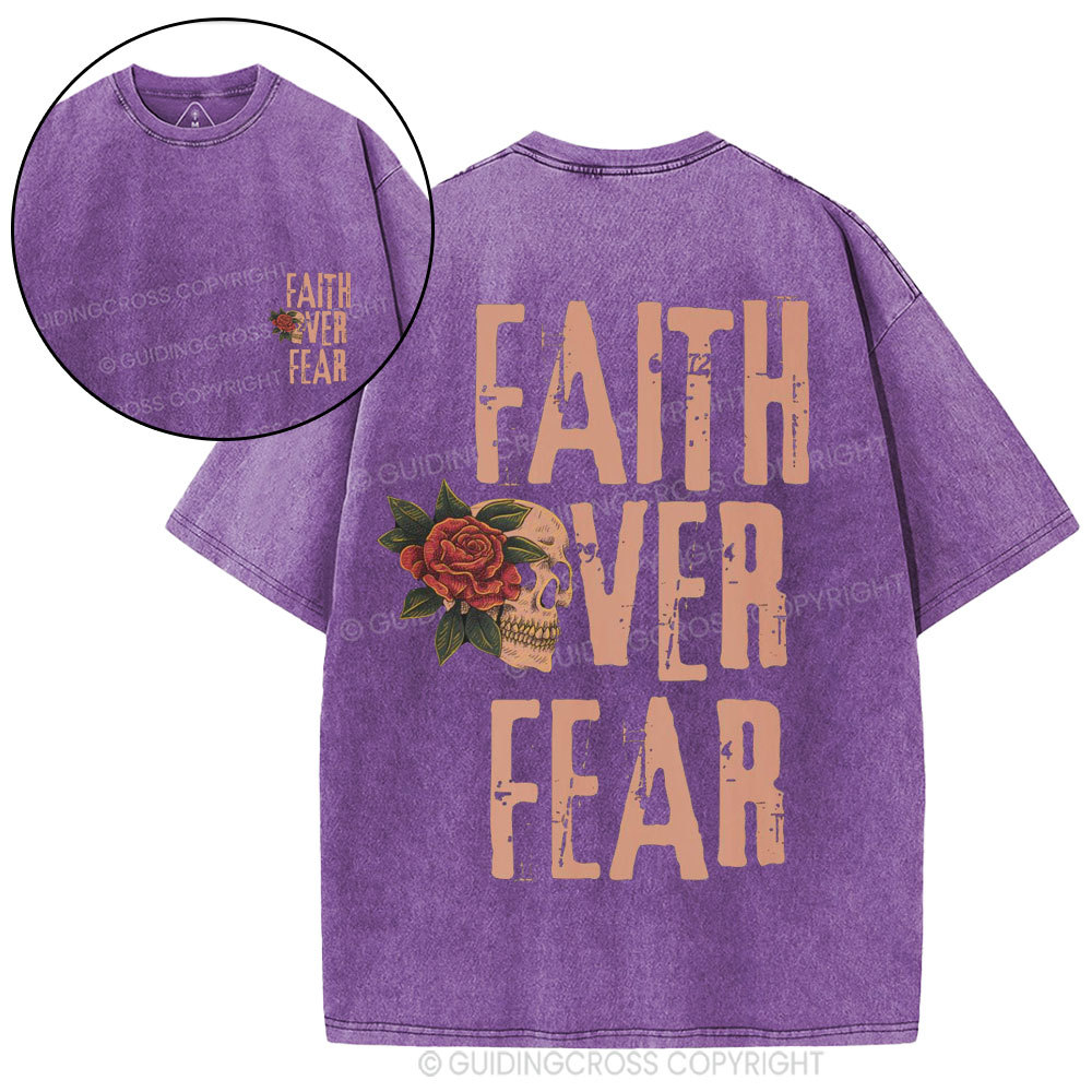 Faith Over Fear Skeleton Christian Washed T-Shirt