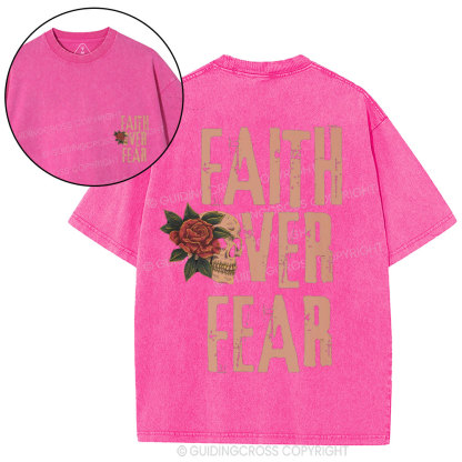 Faith Over Fear Skeleton Christian Washed T-Shirt
