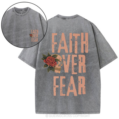 Faith Over Fear Skeleton Christian Washed T-Shirt