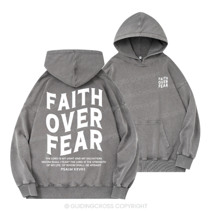 Faith Over Fear Unisex Christian Washed Hoodie