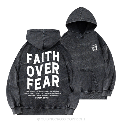 Faith Over Fear Unisex Christian Washed Hoodie