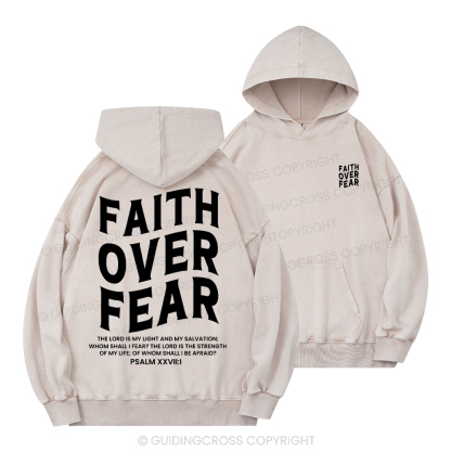 Faith Over Fear Unisex Christian Washed Hoodie