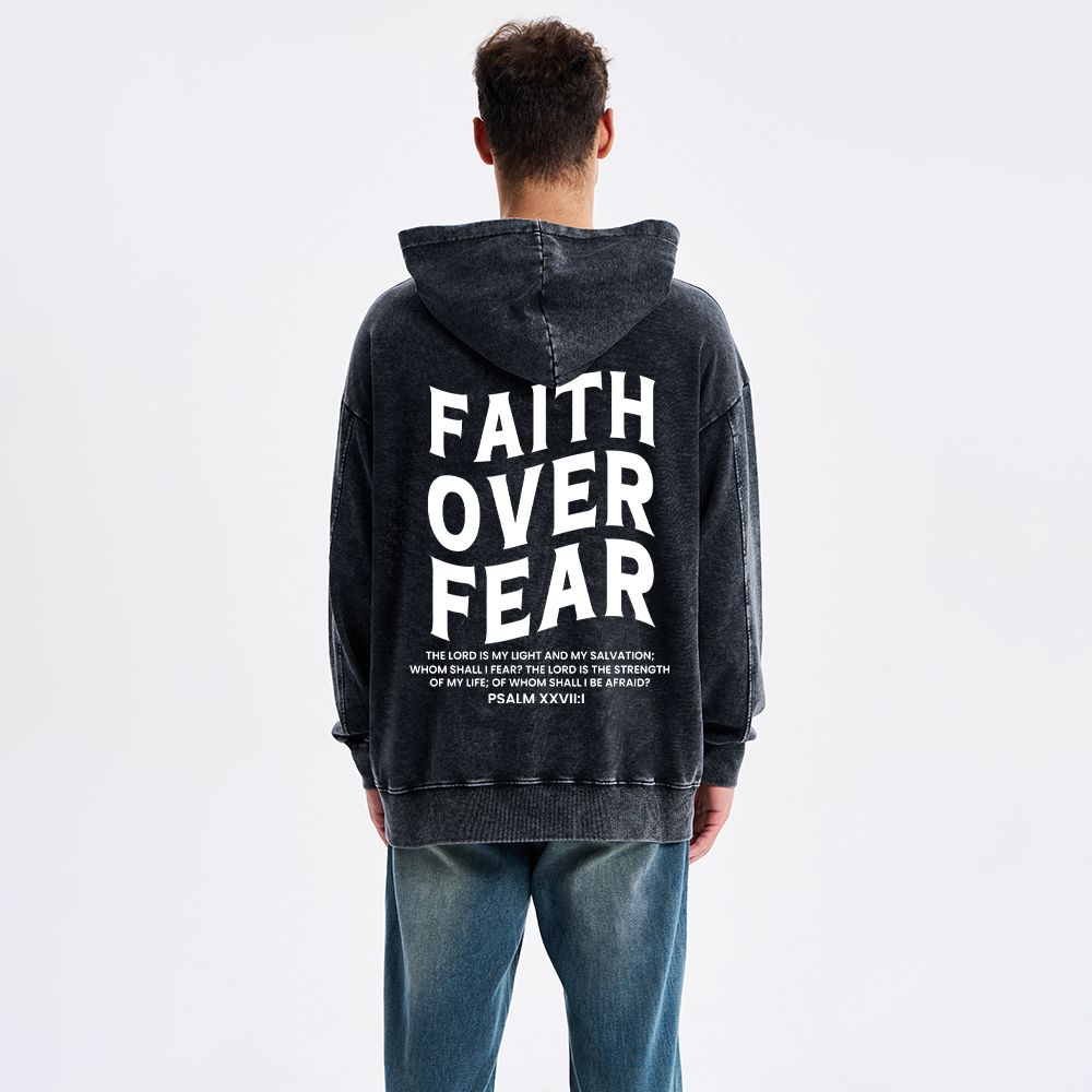 Faith Over Fear Unisex Christian Washed Hoodie