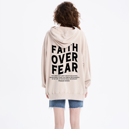 Faith Over Fear Unisex Christian Washed Hoodie