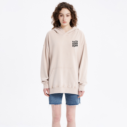 Faith Over Fear Unisex Christian Washed Hoodie