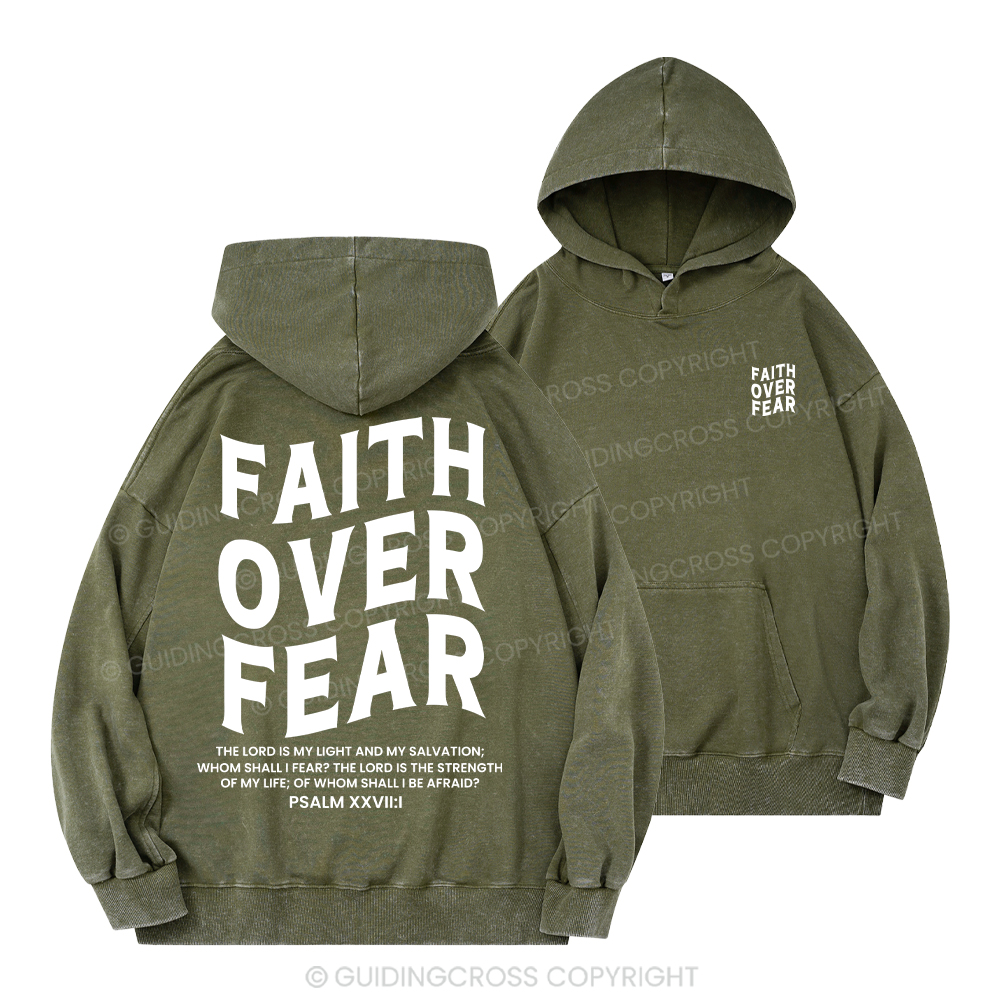 Faith Over Fear Unisex Christian Washed Hoodie