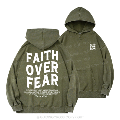 Faith Over Fear Unisex Christian Washed Hoodie