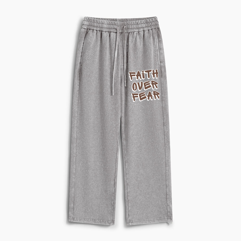 Faith Over Fear Christian Washed Sweatpants