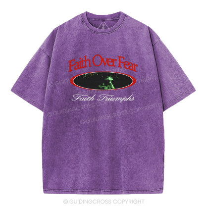 Faith Over Frear Christian Washed T-Shirt