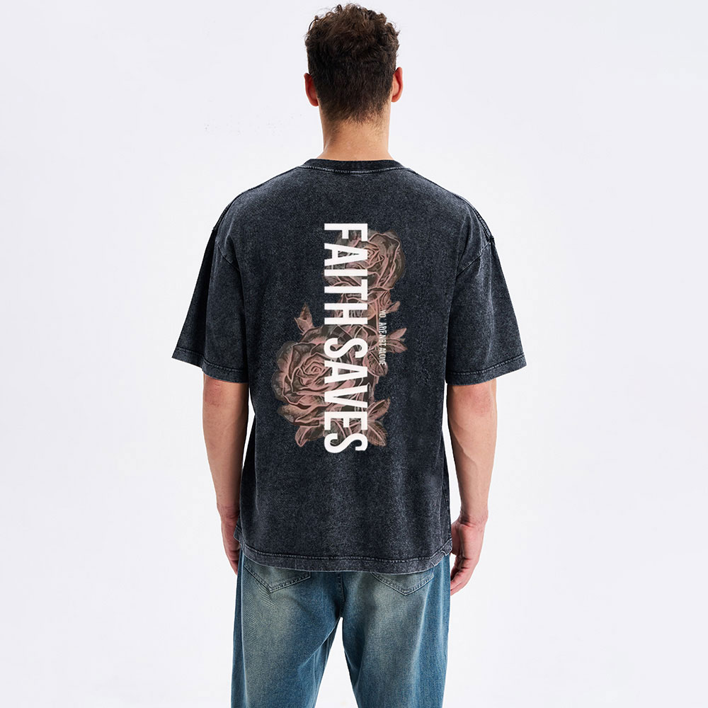 Faith Saves Christian Washed T-Shirt