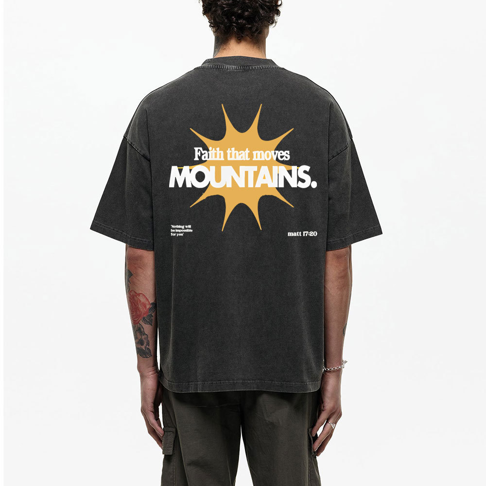 Faith That Moves Mountains Christian Washed T-Shirt