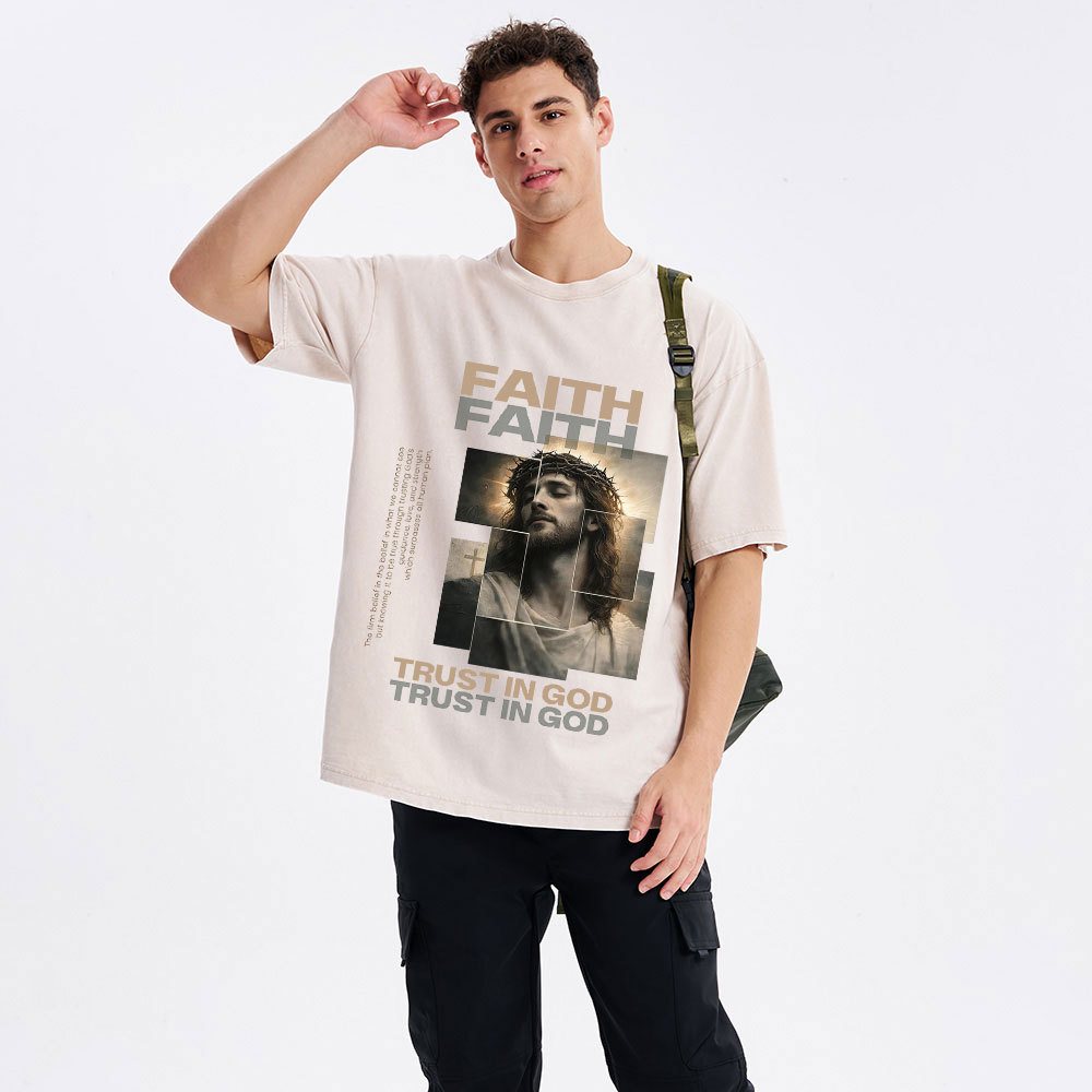 Faith Trust In God Christian Washed T-Shirt