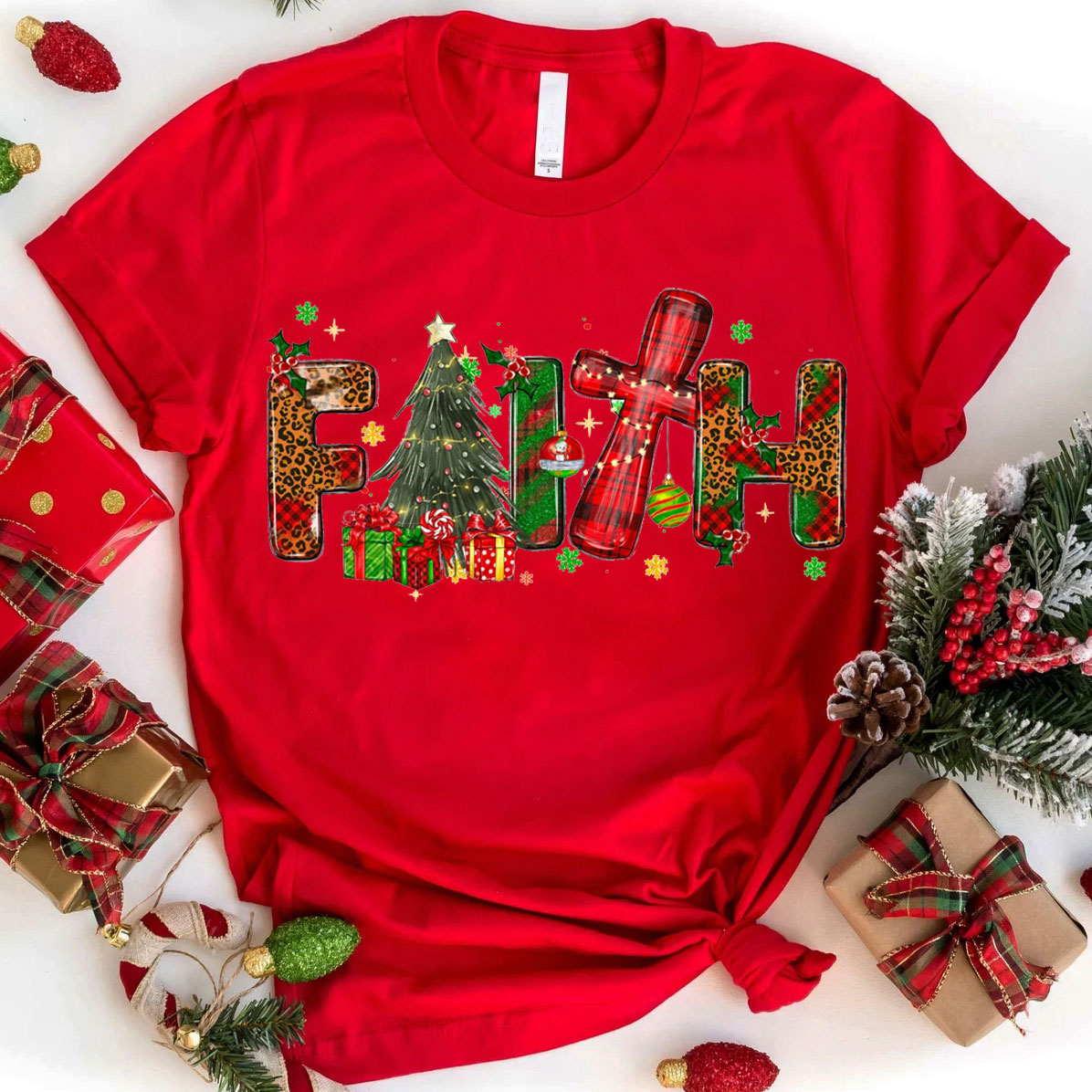 Faith With Gift Christian Christmas T-Shirt