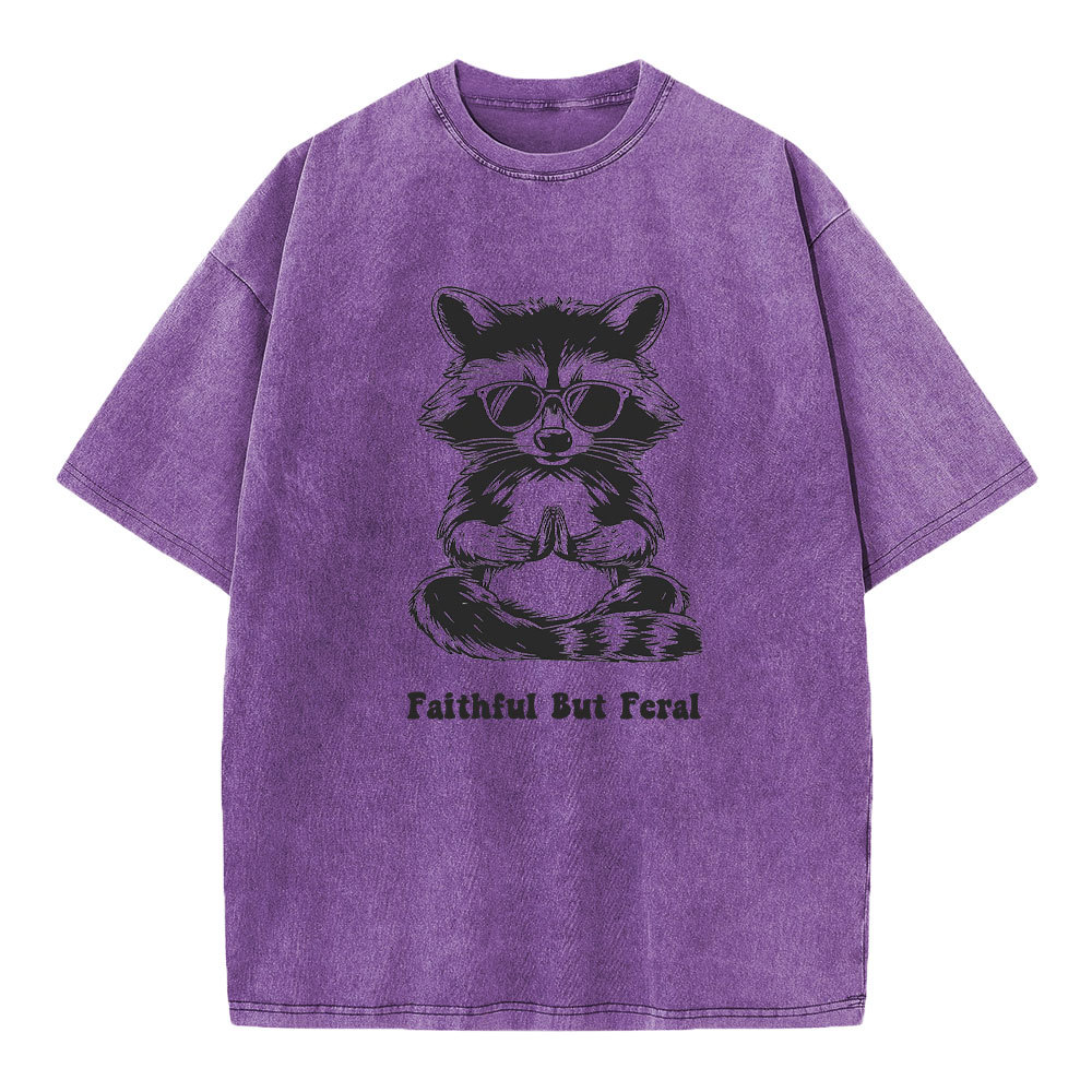 Faithful But Feral Christian Washed T-Shirt