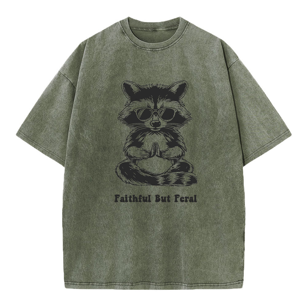 Faithful But Feral Christian Washed T-Shirt