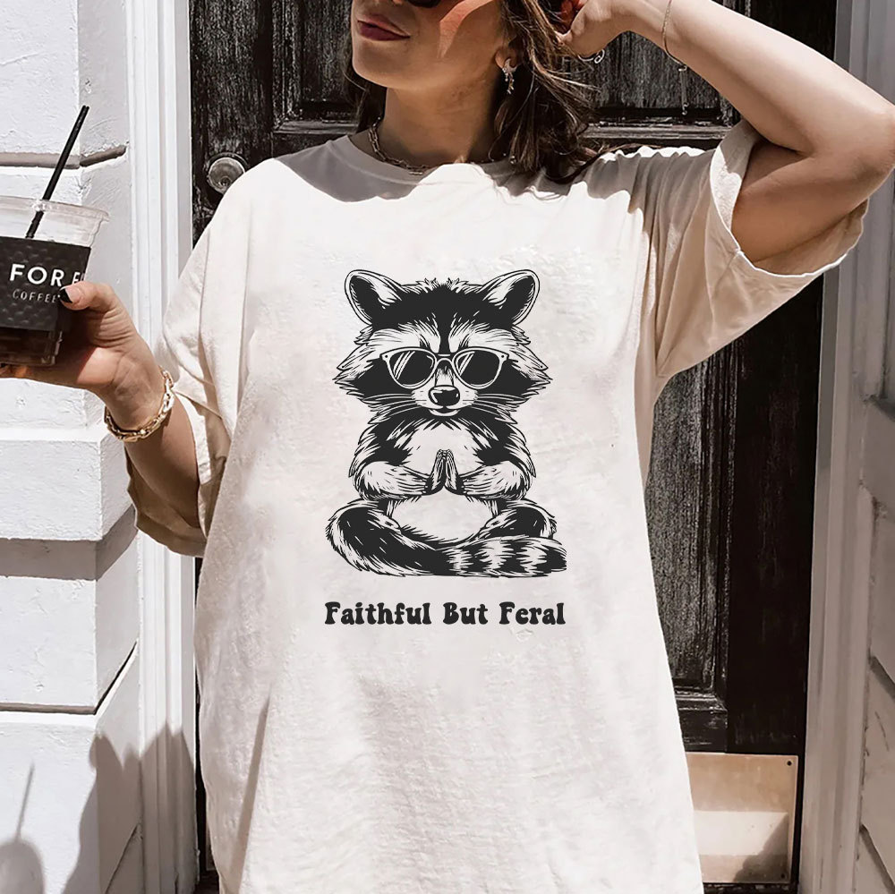 Faithful But Feral Christian Washed T-Shirt