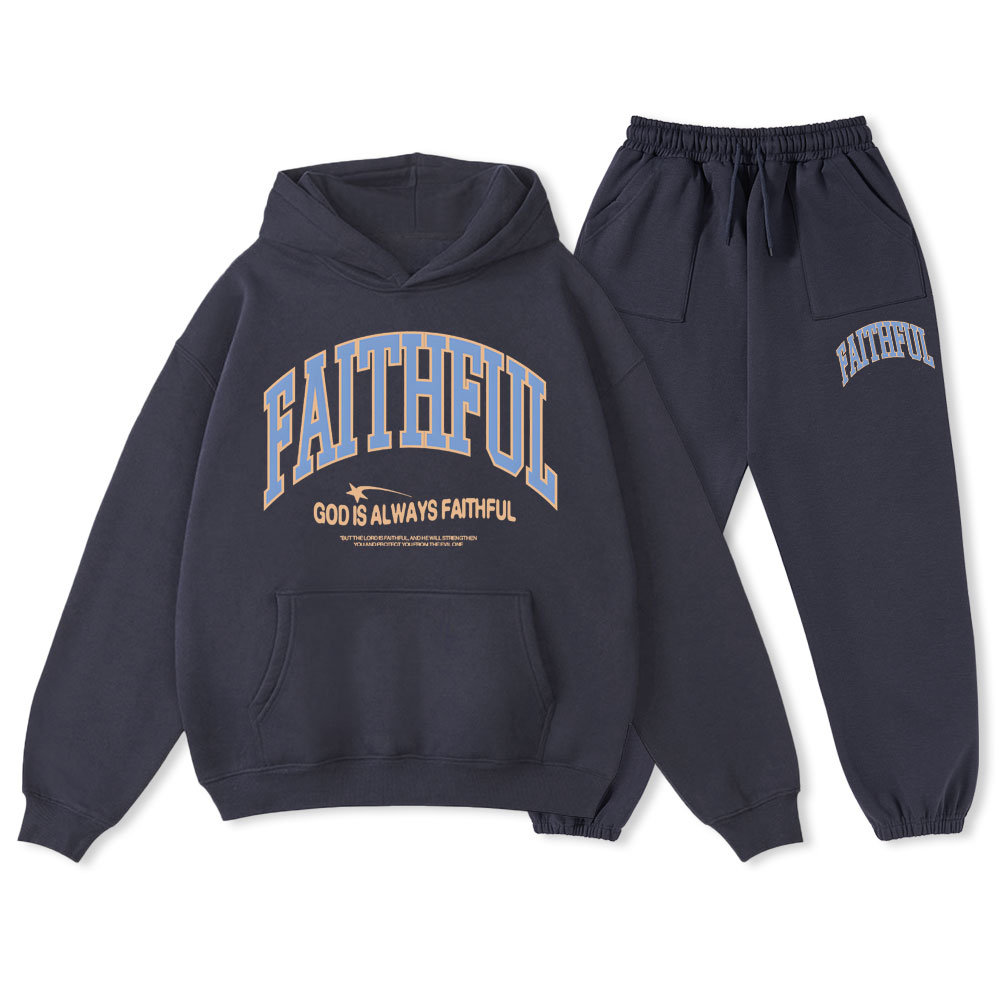 God Is Always Faithful Christian Fleece Hoodie Set